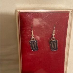 Silver and Blue Earrings TU (University of Tulsa)